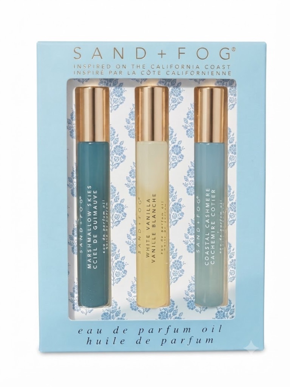 SAND + FOG Trio marshmallow skies, white, vanilla, coastal, cashmere